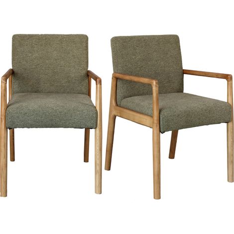 ALBAN-Fauteuil de table en Frêne naturel et tissu Trendy Sauge (x2) (1/5)