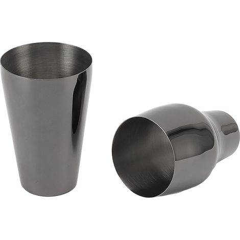 Französischer Cocktailshaker aus Edelstahl, 2-teilig, Martini-Mixer, Bar-Shaker, für Zuhause, Camping und Picknick, glänzend schwarz (1/5)