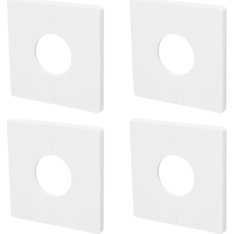 4 Pièces Couvre-Tuyaux Muraux, Plaques d'Écusson Carrées Auto-Adhésives en ABS Accessoires de Décoration de Robinet pour Tuyau d'Eau (33mm/1,3 Pouce) (1/5)
