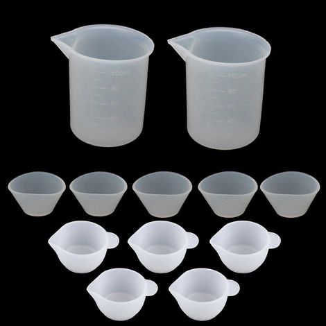 12 Silikon-Messbecher, Harzmischbecher für Epoxidharz, Gießbecher