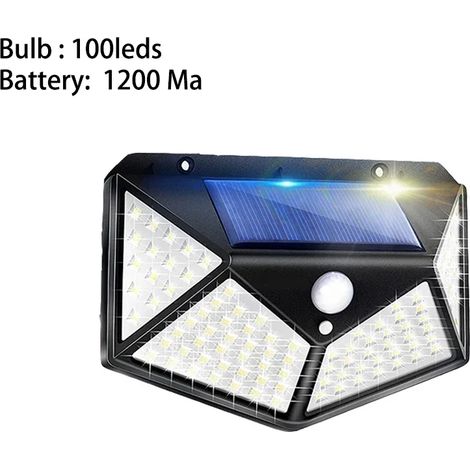 (D-6-100 LED) Lampe solaire d'extérieur étanche avec détecteur de mouvement, 20 000 lm, compatible avec les lampes LED solaires pour éclairage de jardin et d'éclairage public. (1/5)