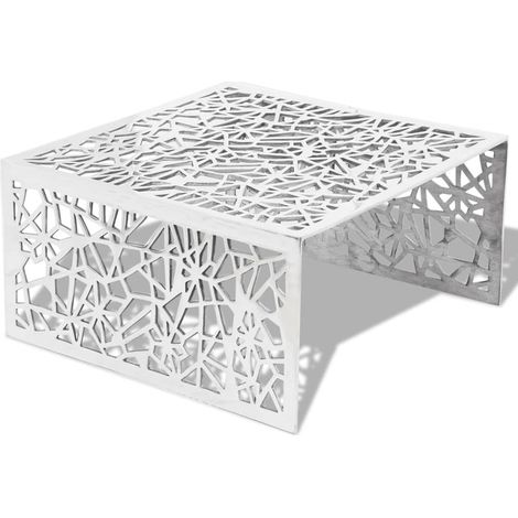 Table basse de salon, Table Café, argentée Design géométrique Aluminium OIB3639E (1/5)