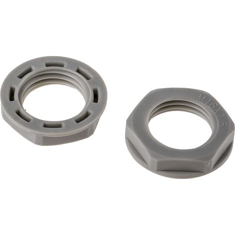 Ecrou pour presse étoupe, RS PRO, Gris, Nylon 66, Filetage: M16, IP68 ( Prix pour Paquet de 25 )