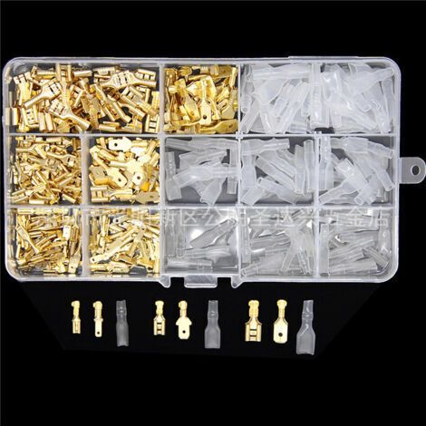 Bornes électriques, 315 pièces, fiches et prises de 2,8 mm, 4,8 mm et 6,3 mm avec boîtier de protection (or)