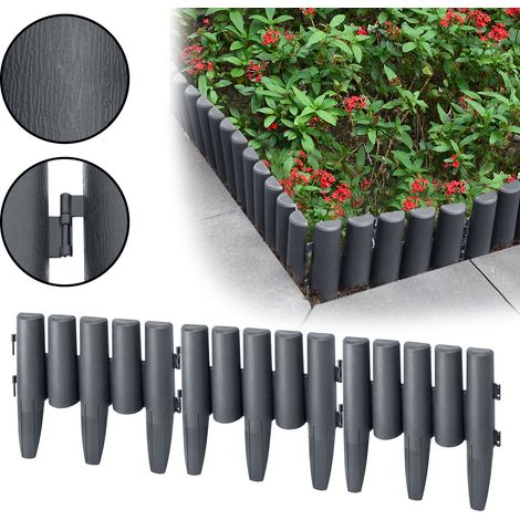 AUFUN Bordure de pelouse en plastique polypropylène aspect bois, bordure de pelouse décorative de jardin, 2,8m anthracite (1/5)