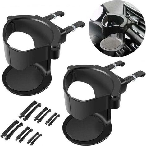 Porte Gobelet Voiture, 2 Pcs Porte-gobelet Ventilation de Voiture, Porte-gobelet réglables pour Auto pour Grille daération de Voiture, Support de Bouteille pour Tasse à Café(Noir)- (1/4)