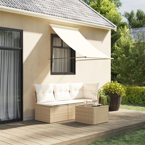 Toldo retráctil de tela y acero crema 150x150 cm vidaXL