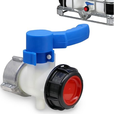 Vanne cuve - écrou S75X6 et sortie S60X6 - compatible Schütz - RWRaccord et autre accessoire pour cuve de récupération d'eau..DEBUNS (1/4)