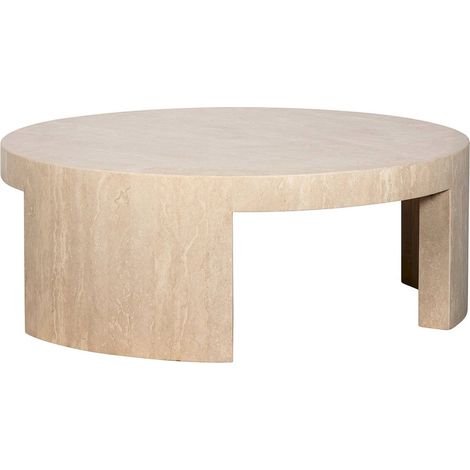table basse ronde en travertin beige style contemporain - beige travertin naturel élégant (1/5)