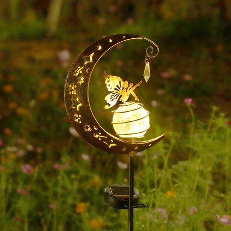 Lampe Lune Féerique (Lumière Chaude), Lampe Lune Solaire avec Incrustations en Verre Craquellé - Lumière Décorative pour (1/5)