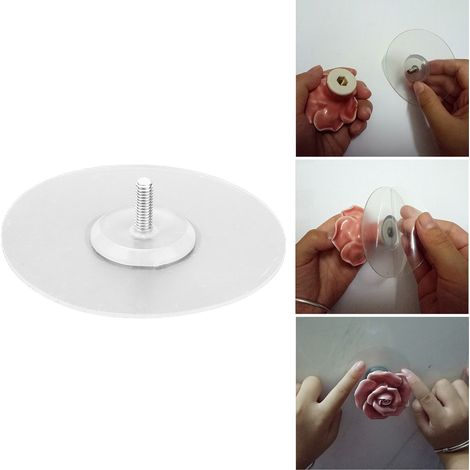 Lot de 10 plateaux adhésifs en silicone à forte adhérence, sans perçage, plateaux adhésifs universels pour portes d'armoires, portes vitrées, tiroirs et penderies (plateaux adhésifs à un seul trou). (1/5)