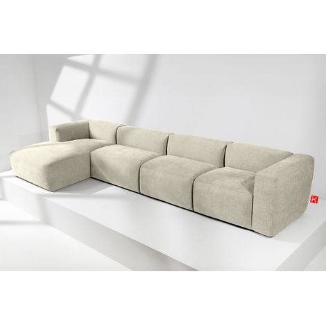 KONSIMO BUFFO Ecksofa Links 6-Sitzer mit extrem weicher und bequemer Sitz, ecru (1/5)