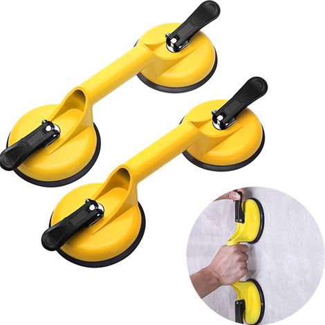 Lot de 2 ventouses professionnelles en aluminium robuste de qualité supérieure avec double poignée pour arracher/soulever/pincer le verre (1/5)