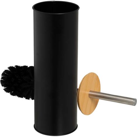 Brosse WC en métal noir et bambou (1/3)
