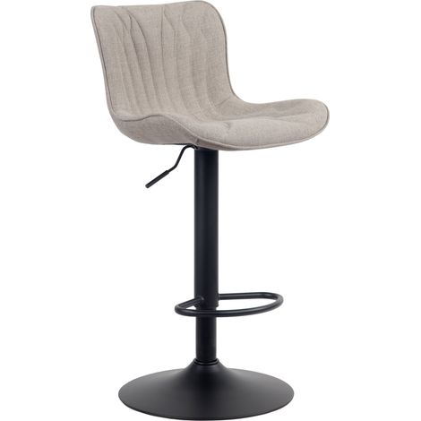 Taburete de bar trona x1 con costuras decorativas en tejido color topo patas de metal negro 100005173