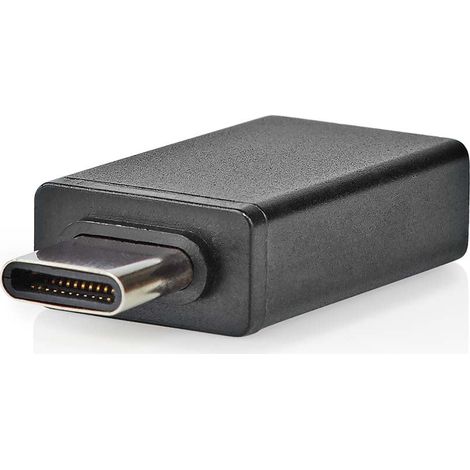 Adattatore usb c usb 32 gen 1 usb c maschio usb a femmina 5 gbps otg rotondo nichelato nero scatola (1/5)