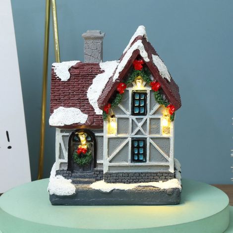 Maison De Décoration De Noël - Lanternes À Led En Résine - Pour Intérieur - Figurine De Village Festif - 1 Pièce (1/5)