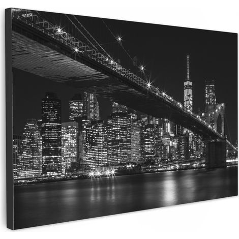 TABLEAU SUR TOILE New York - Brooklyn - Pont Toile Peinture Grand Format XXL 150x100 cm