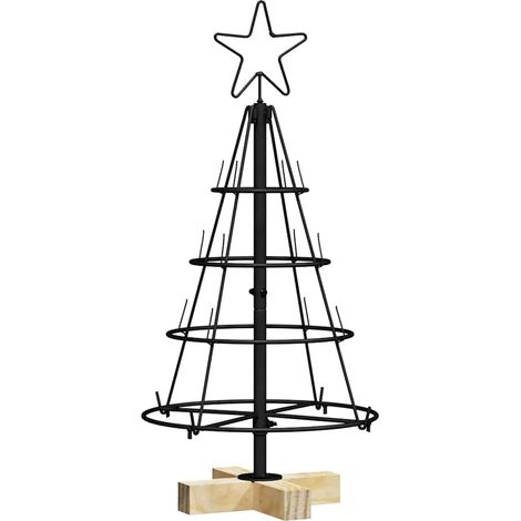 Árbol Cono de Navidad con soporte Negro 60 cm Acero vidaXL