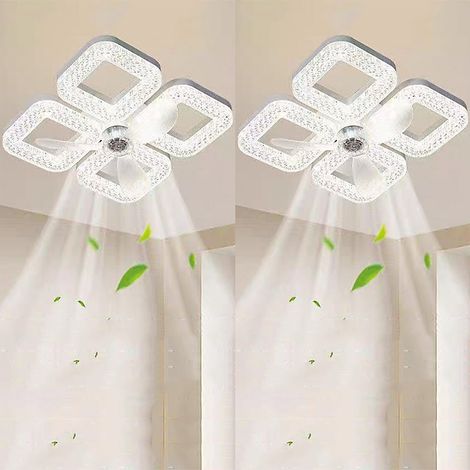 Ventilateur de plafond intelligent avec éclairage intégré 2 pièces, télécommande, éclairage LED tricolore, 60 W, 85-265 V, E27 (1/5)