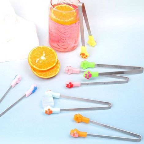 Pince Alimentaire - Forme Patte De Chat - Silicone Alimentaire Et Acier - Pour Cuisine Familiale Et Préparation De Boissons - Lot De 2 (1/5)