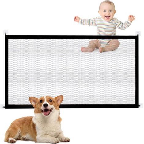 Recinzione in rete metallica 110 x 72 cm cancello di sicurezza rete per cani con 4 ganci cancello per scale per cani cancello per porta cancello di sicurezza pieghevole No Bo (1/5)