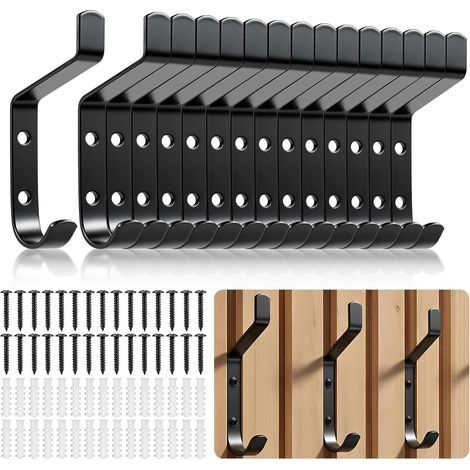 15 Pièces Porte Manteau pour Panneau Acoustique Mural, 13 mm Wide Double Patere Crochet pour Panneau Mural Bois, Support 10kg, pour Chambre, Salon, Salle de Bain, Patères Murales (1/5)