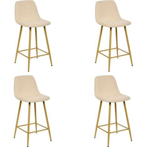 Lot de 4 Tabourets de Bar Côtelé "Roka" 93cm Beige (1/3)