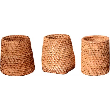 Porte-stylos en rotin, panier de rangement pour pinceaux de maquillage en osier, organisateur de cuisine, décoration de table - 3 pièces (1/5)