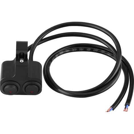 2 en 1 Bouton-poussoir, Moto CNC 25mm Phare Spotlight Guidon Double Bouton de Commutateur de Commande ON/OFF en Alliage d'Aluminium 12V 10A. (1/5)