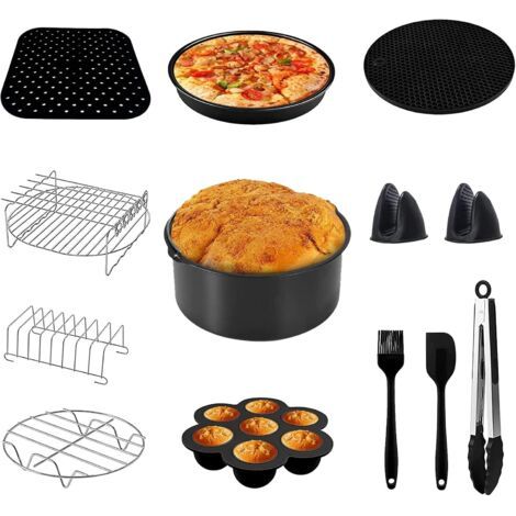 Accessoires Friteuse Sans Huile 5,5 L, Accessoires Friteuse à Air 5,5 L XXL Ustensiles Moule Air Fryer Accessoires pour Support en Acier Inoxydable, Grille Multi-Usages (1/5)