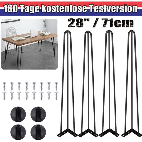 Pied de table en épingle à cheveux 4x Hairpin Leg 71CM pied en épingle à cheveux Pieds en épingle à cheveux Métal Accessoires de table