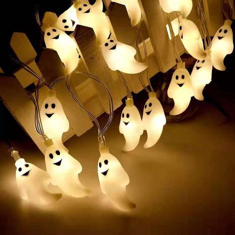 Décorations d'Halloween fantôme, guirlande lumineuse LED 3m20, pour l'intérieur et l'extérieur. (1/4)