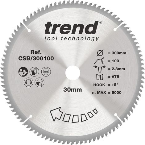 Lame scie circulaire 300 mm, 30 mm alésage, 100 dents, TCT, 2,8 mm (1/5)