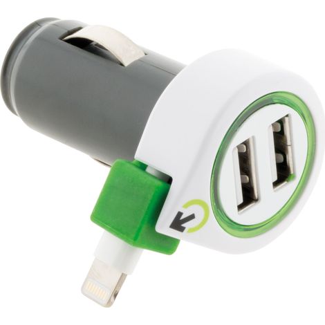 Chargeur voiture + câble IPhone + 2 USB - Q2 Power (1/4)