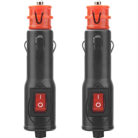 Lntyq Lot de 2 prises allume-cigare de style européen - 12 V - Avec interrupteur rouge et fusible 10 A - Convient pour voiture, camion, voiture, moto (1/4)