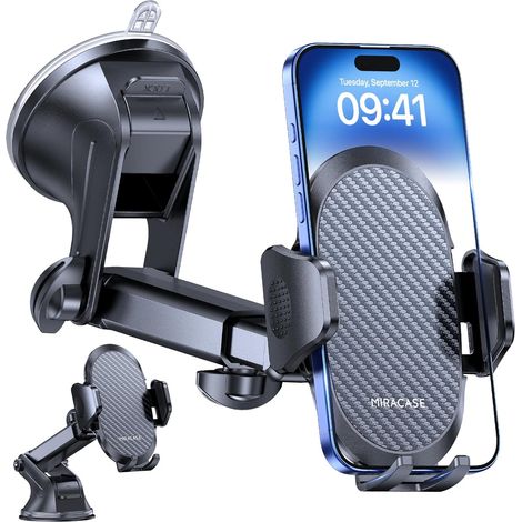 Support Téléphone Voiture [Ventouse Puissante] Porte Telephone Voiture Tableau de Bord, Rotation 360° Portable Ventouse pour iPhone Compatible avec 4-7.2" Smartphone