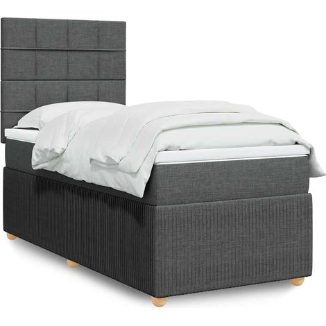 Boxspringbett mit Matratze Dunkelgrau 90x190 cm Stoff