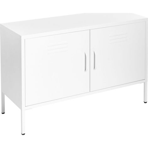 Buffet en Métal Bleu Marin à 2 Portes à Fentes 1 Etagère Mobilier de Bureau Industriel Uria (1/5)