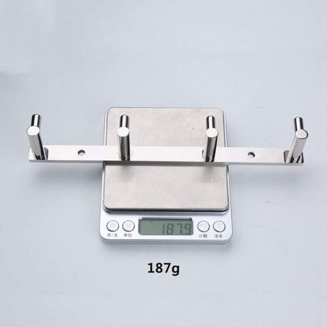 Patère Murale - 4 Crochets - Acier Inoxydable SUS 304 - 22,5 Cm - Charge Maximale 10 Kg - Pour Salle De Bain Cuisine Intérieur (1/5)