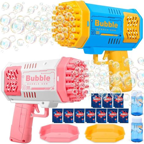 2pcs Pistolet à Bulles Automatique, Machine à Bulles Savon Enfants 10000+Bulles/Minute, Machine à Bulles Portable pour Enfants, Machine Bulles Jouet Cadeau Enfant, Anniversaire, Fête