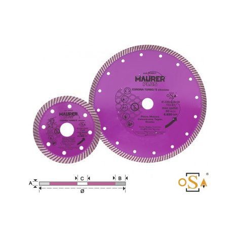 DISCO DIAMANTATO CORONA TURBO/S 230MM MAURER PLUS -CF.BLISTER (EX 91763)