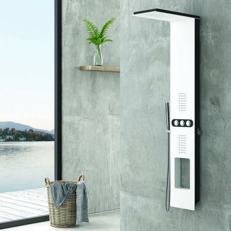 Pannello idromassaggio colore bianco e nero con mensola integrata  Kaman-BN9800 kamalu