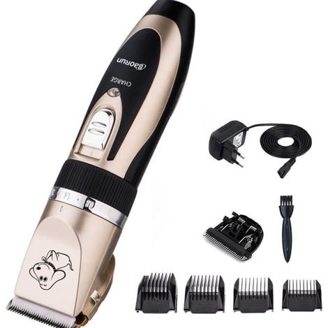 Tondeuse électrique rechargeable - Animaux - Chien - Argent et noir - Toilettage facile - Design moderne (1/4)