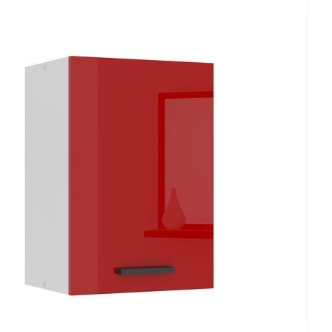 BELINI Meuble Haut Cuisine SG40 I Meubles de Cuisine - Mural, Rangements, 1 Porte I Taille: 29,6 x 40 x 58 cm I Armoire Murale avec Poignée en Métal I Couleur: Rouge très Brillant (1/5)