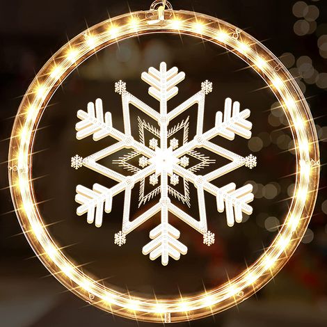 Guirlande Lumineuse 3D Pour Fenêtre - Lumière Décorative À Piles - Avec Ventouse - Blanc Chaud - Pour Intérieur Et Extérieur - 1 Pièce (1/5)