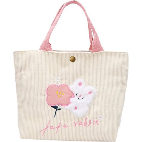 Sac à main mignon à bouton pression, motif fleuri rose, cabas épais et tendance pour courses et trajets (1/5)