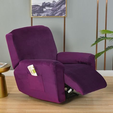 Housse De Fauteuil Relax 4 Pièces Extensible Velours Housse De Chaise Inclinable 1 Places Housse de Fauteuil Canapé,Color3 (1/4)