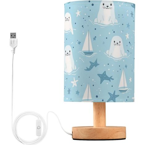 Kcldeci Lampe de chevet phoque et étoile mer pour chambre à (1/5)