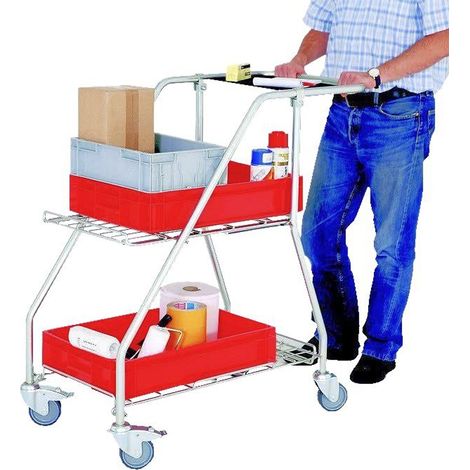 PROVOST - Chariot de picking Profil+ en acier inoxydable - 2 niveaux, tablette antidérapante, 50 kg par niveau (1/3)